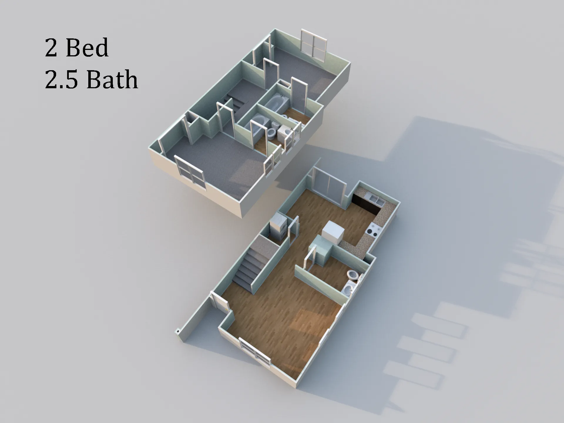 2 Bed 2.5 Bath Floor Plan